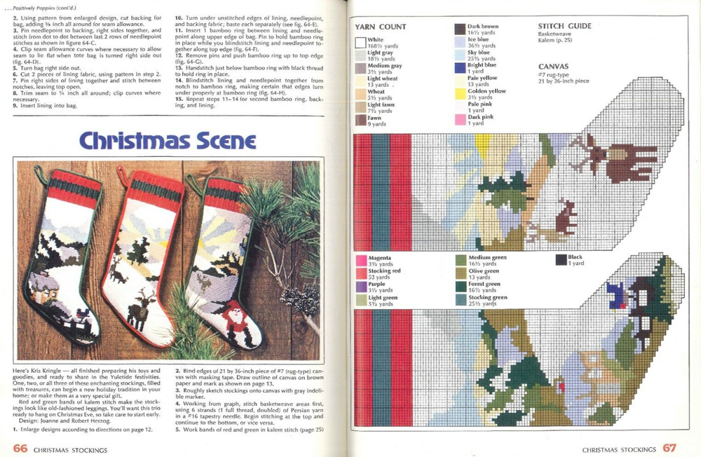 Sunset Needlepoint Techniques & Projects 1979 Stitches Christmas Stocking Pillow