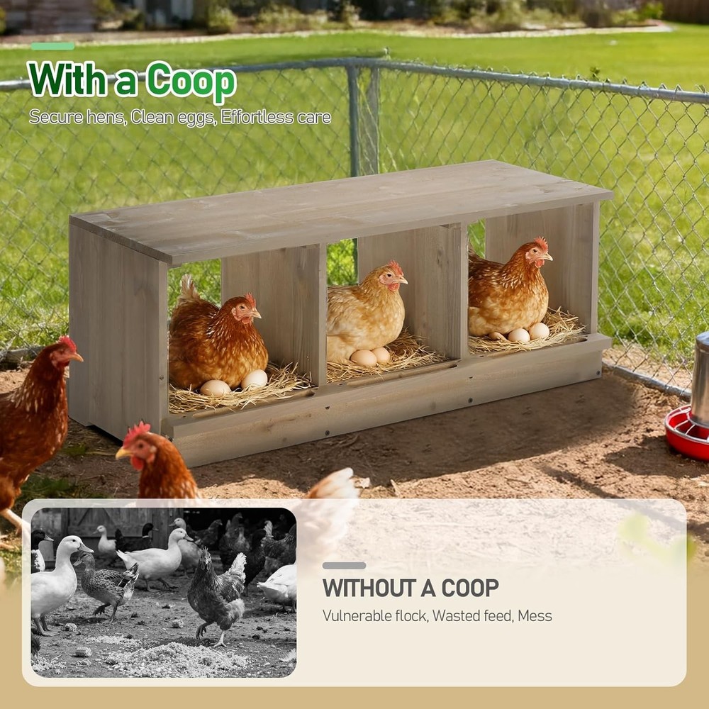Nesting Boxes for Chickens 8/6/4/3 Compartments, Wood Chicken Nesting Box Wall