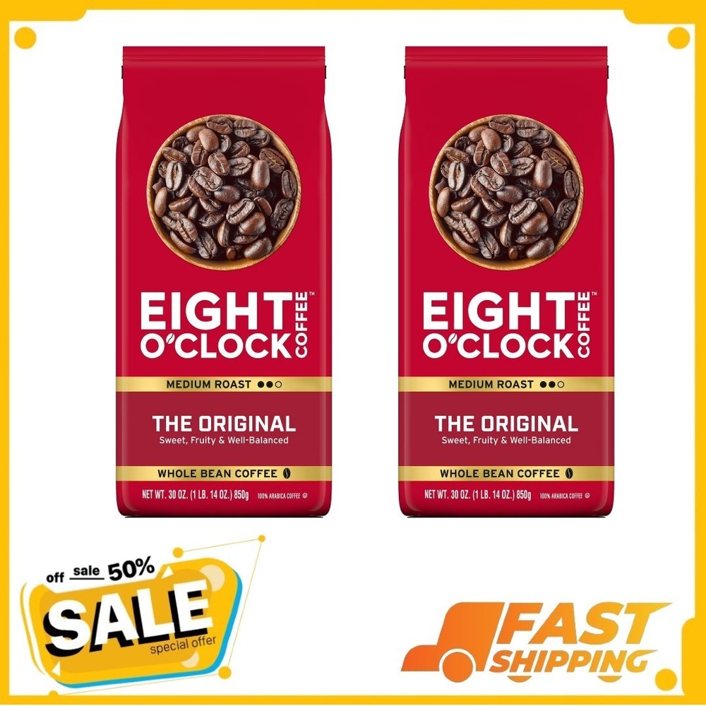 ( 2 Pack ) Eight O'Clock The Original, Medium Roast, Whole Bean Coffee 30oz