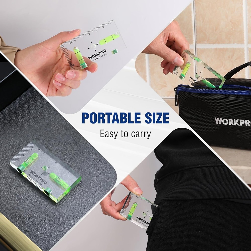WORKPRO Small Level, 3-3/4 Inch Mini Level Tool, Inch, Transparent