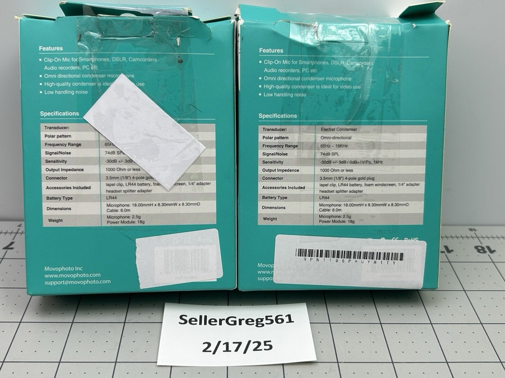 Movo Lavalier Microphone LV1 - 2 PACK