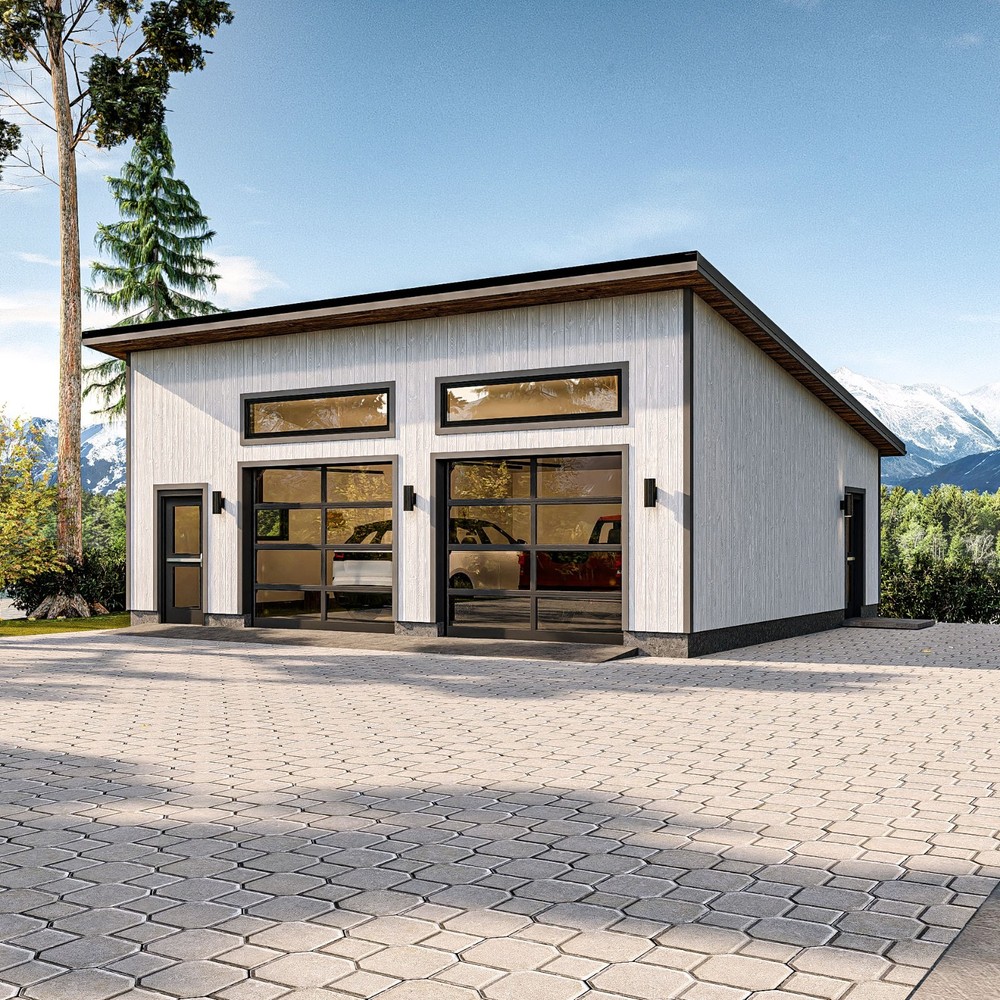 Modern Two-Car Garage plan with Storage | Detached Garage Blueprint