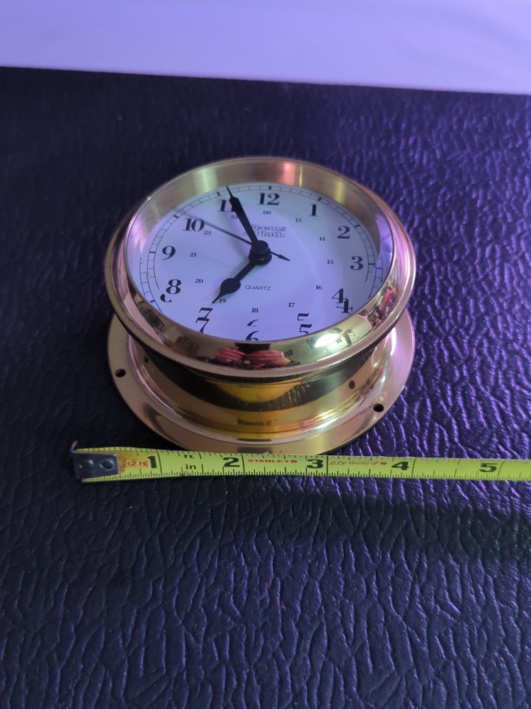 WEEMS & PLATH Trident Quartz Clock Brass & Glass German Movement