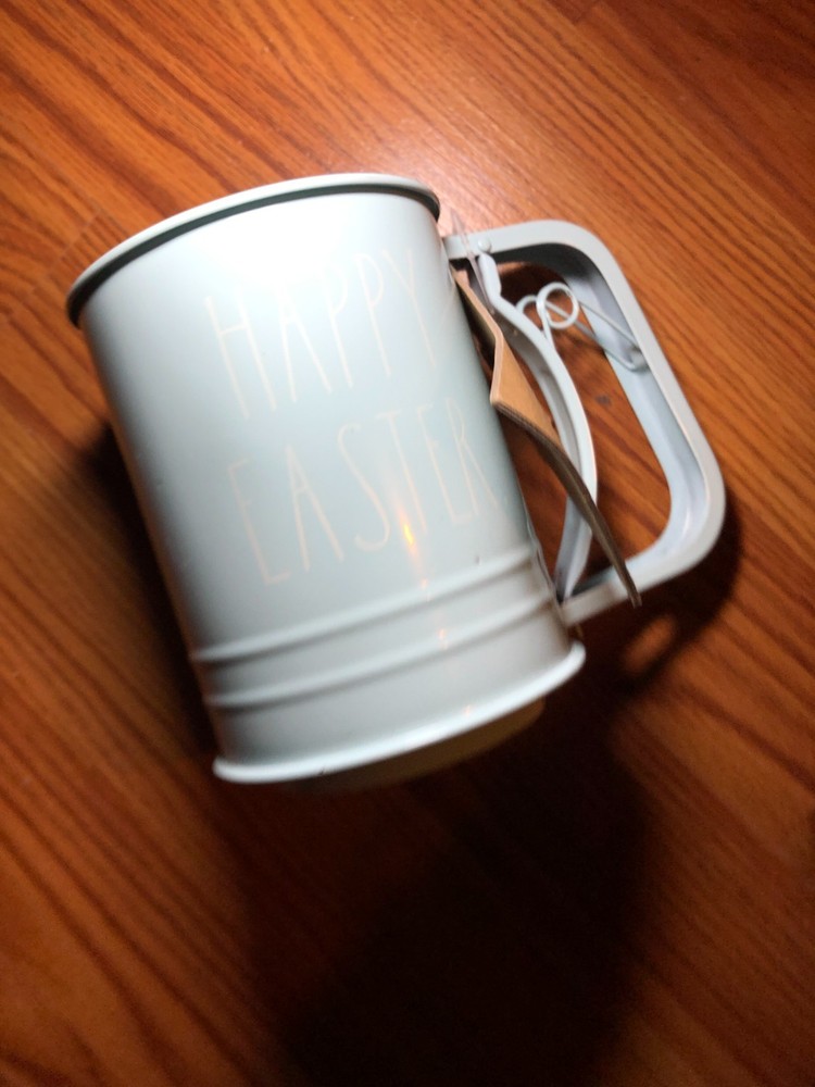 Rae Dunn 3 Cup Flour Sifter, light green "Happy Easter"