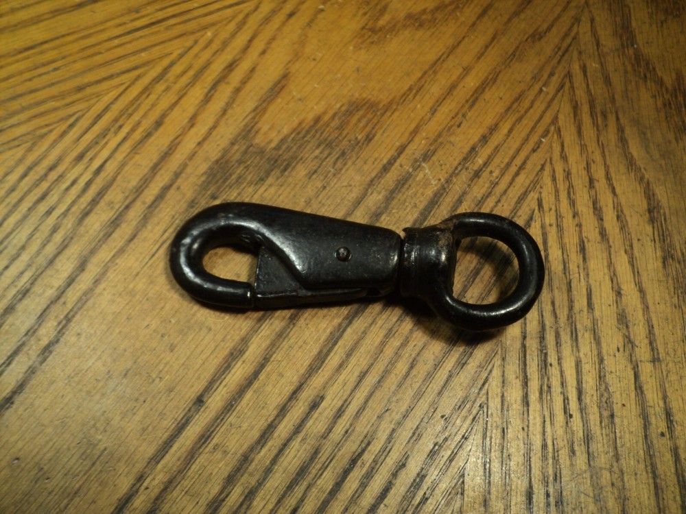 Vintage Steel Swivel Snap Hook w/ Pull Open Spring Latch Tool 4-3/8" Long