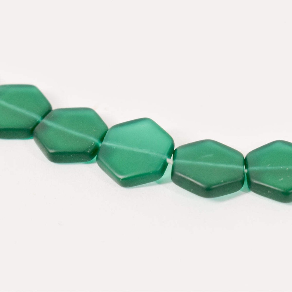 Green Czech Hexagonal Beads