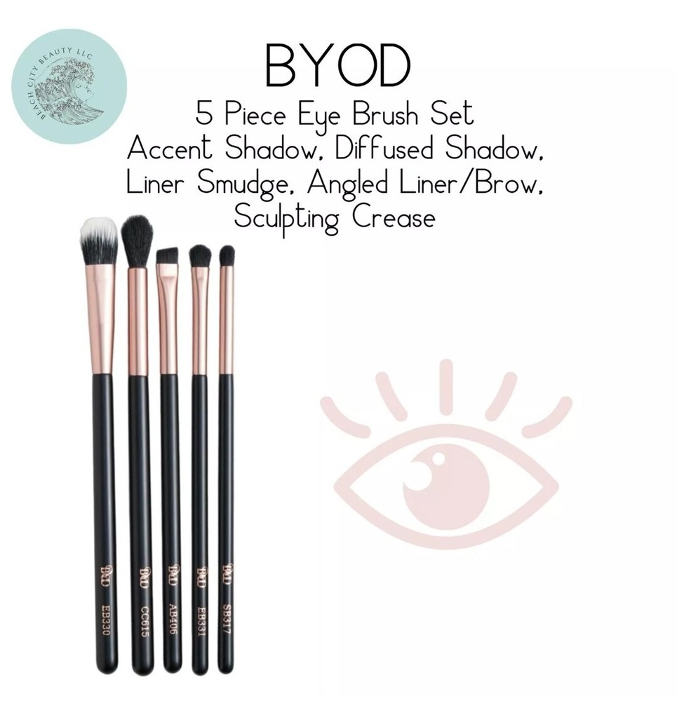 BYOD 5pc Eye Brush Set Full Size New