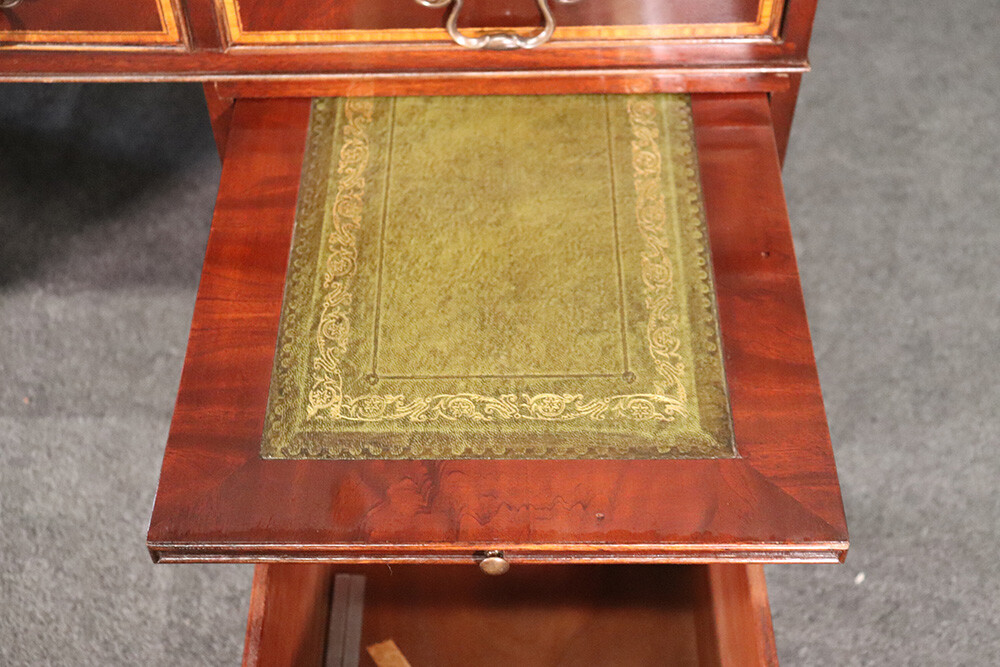Unique Leather Top English Made Four Piece Executive with Superstructure