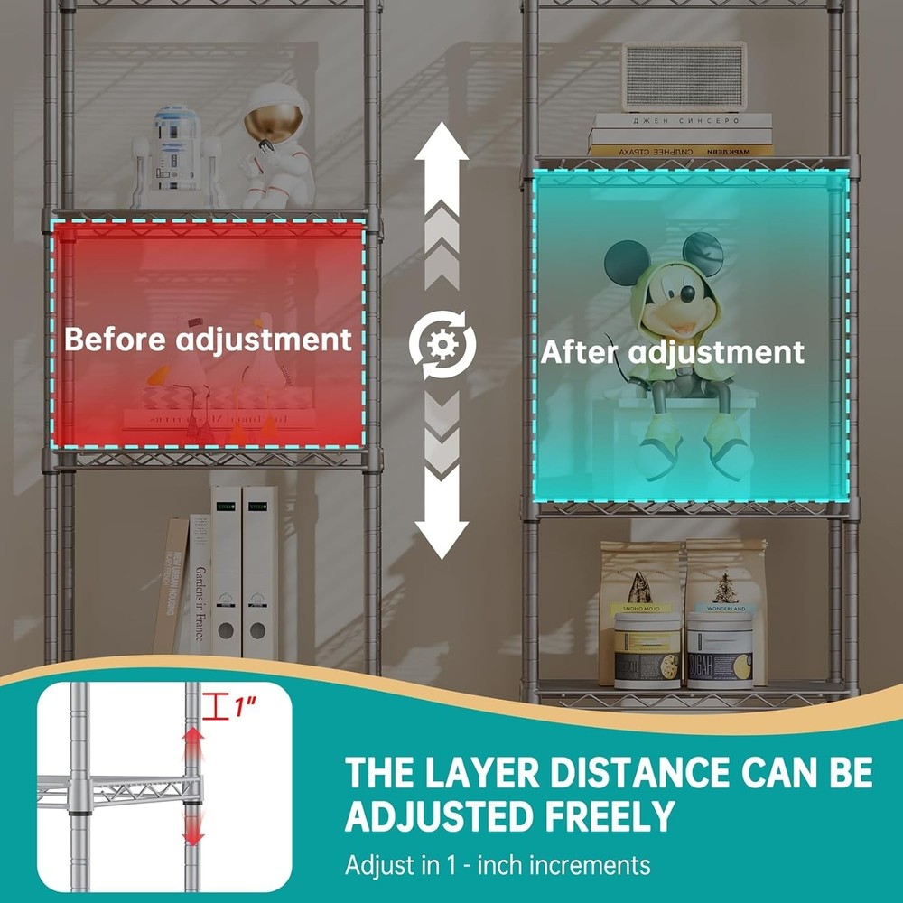 Heavy Duty 5-Tier Shelving Unit – Rustproof Design, Perfect for Kitchen & Closet