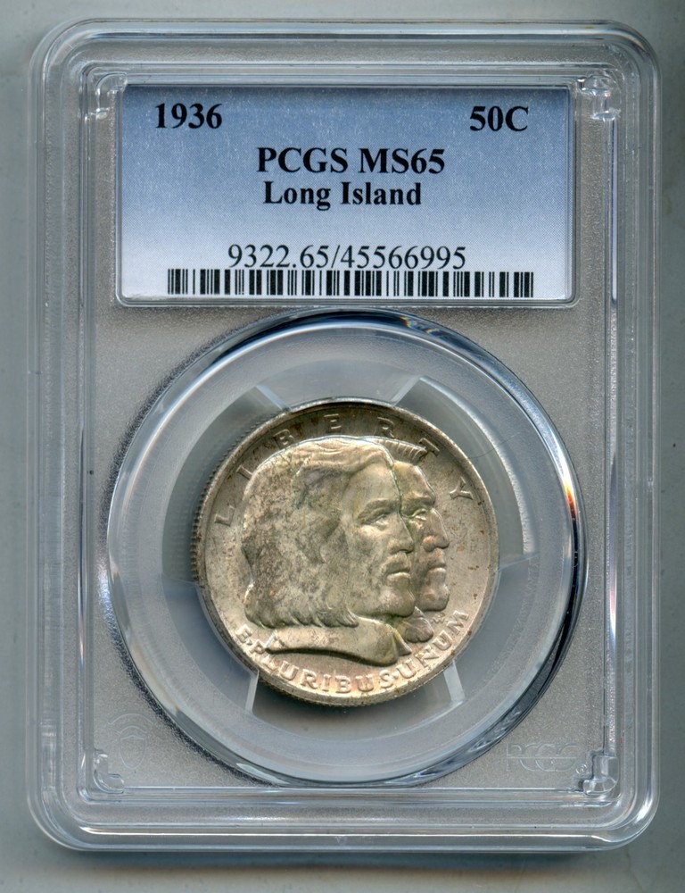 1936 Long Island Tercentenary Commemorative Silver Half Dollar PCGS MS 65