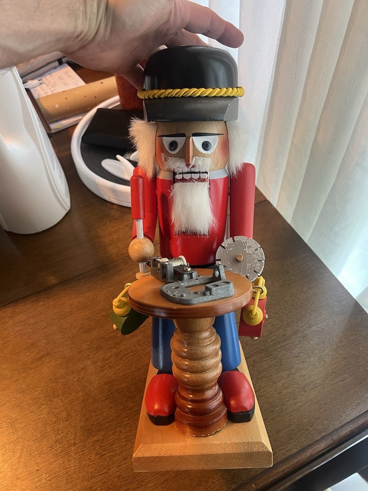 Steinbach Clock Maker Nutcracker Music Box 13" Germany Excellent