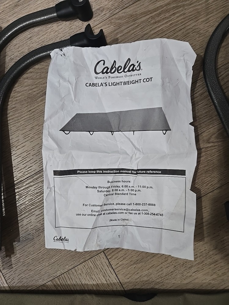 Cabela's Lightweight Cot Used 74"X26"