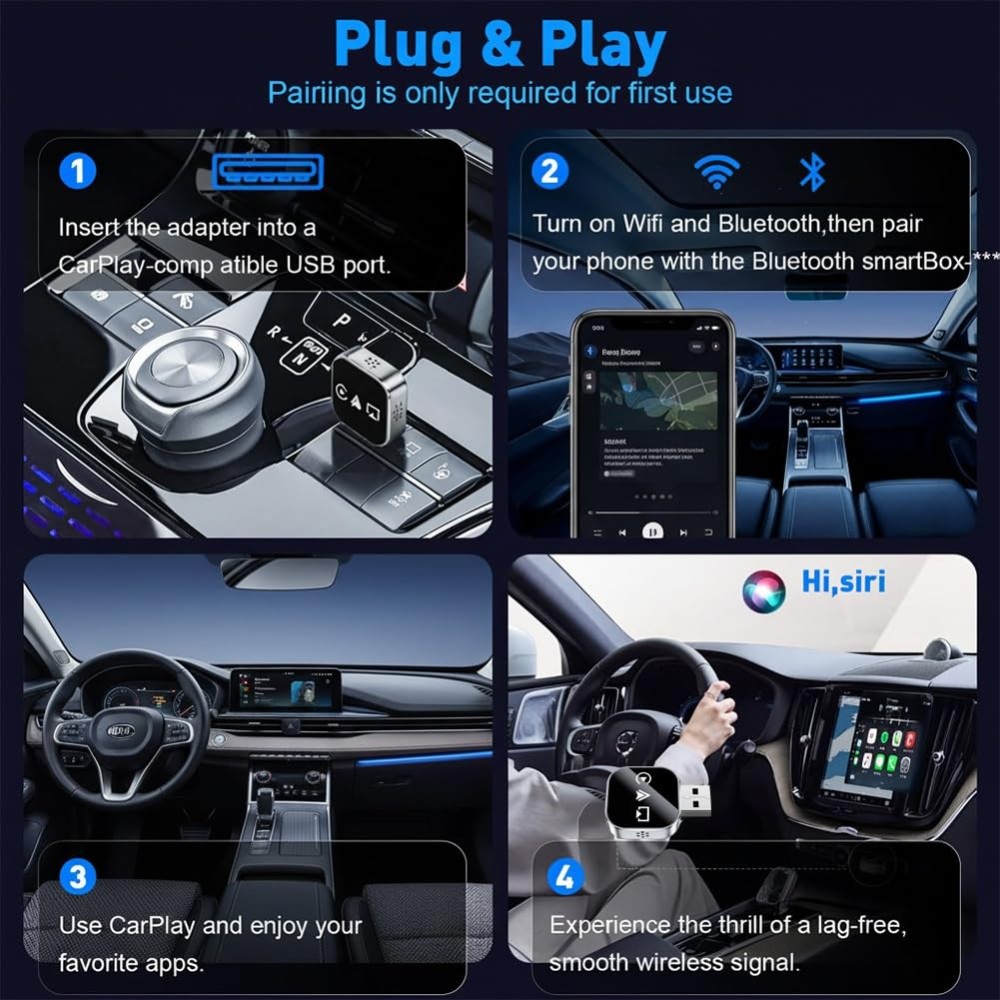 Wireless Carplay Adapter 3 in 1 Airplay Android Auto Carplay USB iPhone Android