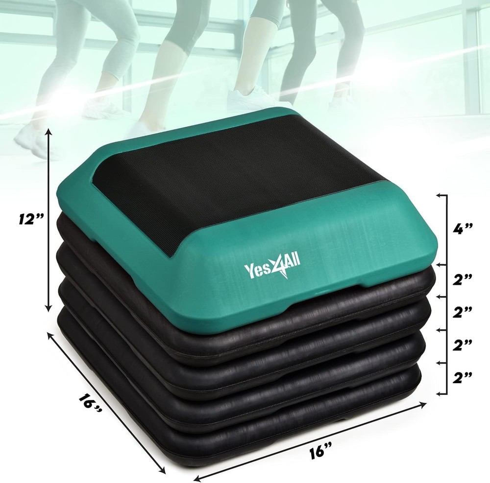 High Arobic Step Platform & Stackable Risers Adjustable 4"/6"/8"/10"/12" Height