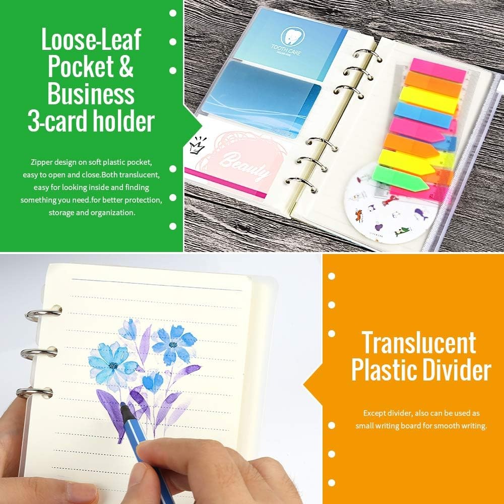 LEOBRO A6 Paper, Planner Inserts for Binder, 6.73"x3.74" Lined Off-White