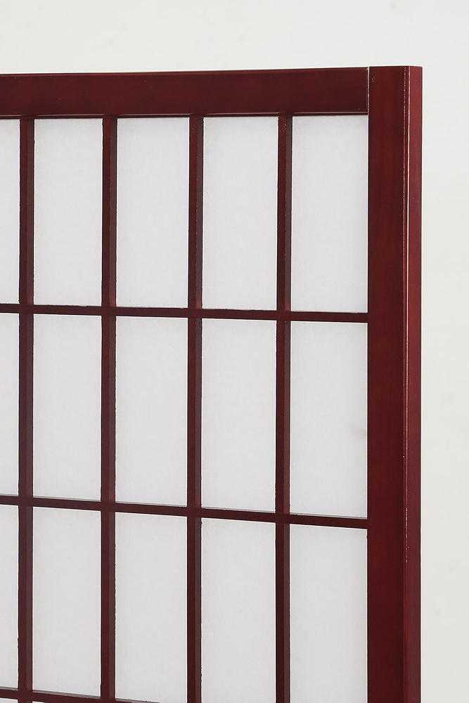 Oriental Shoji 4 Panel Screen Room Divider, Cherry