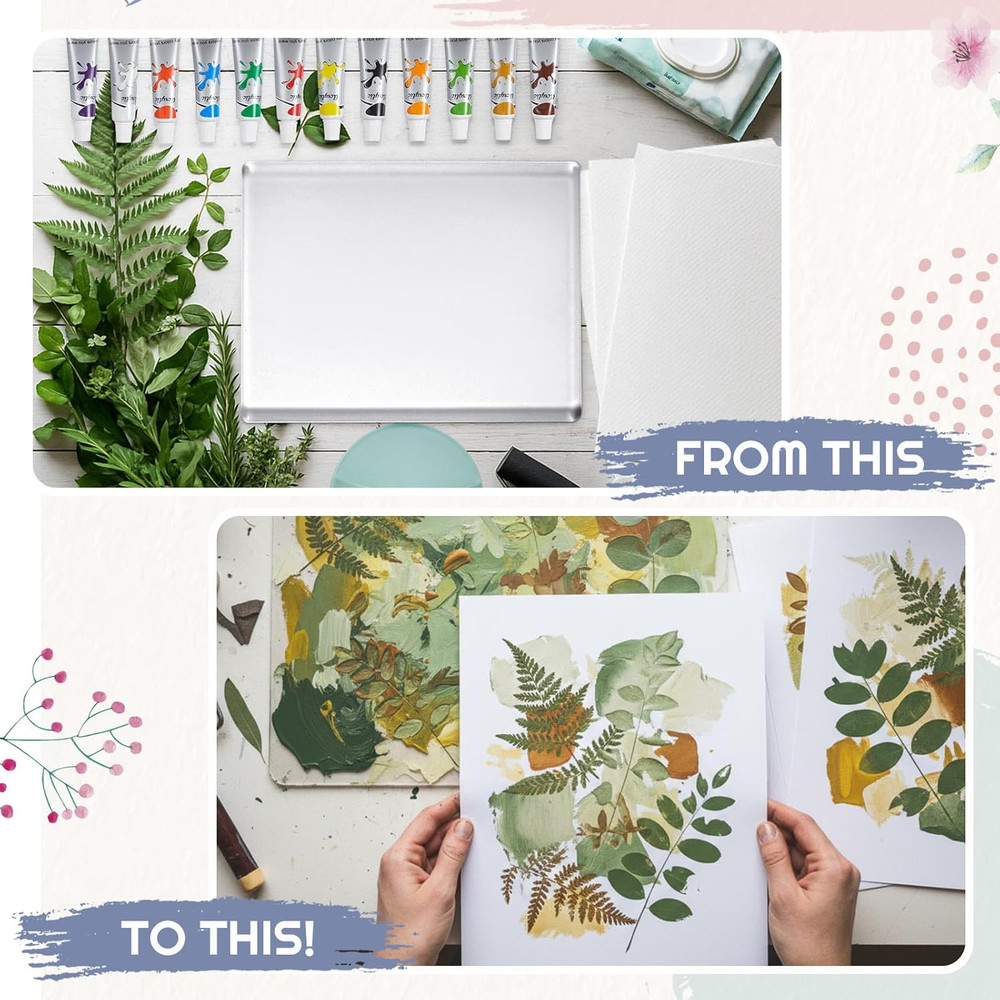 5" X 7" Gel Printing Plate Starter Kit - Beginner Monoprinting Set with Brayer,