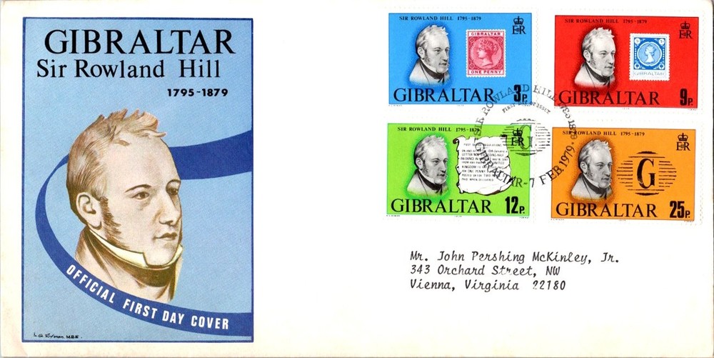 Gibraltar Scott 378-381 Typewritten Address.