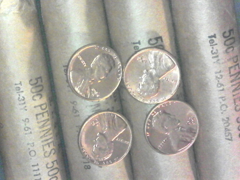 1961-D lincoln cent rolls BU 4 rolls