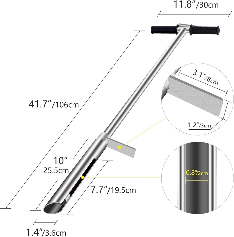 40-Inch Soil Sampler Probe - Easy Soil Extraction with Ejector & Foot Pedal