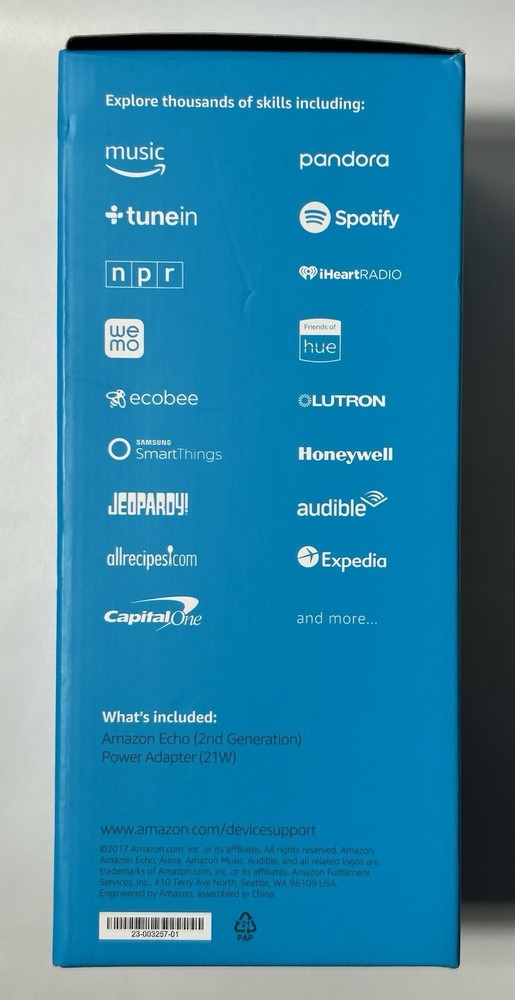 Amazon Echo (2nd Generation) Smart Assistant - Sandstone Fabric - XC56PY