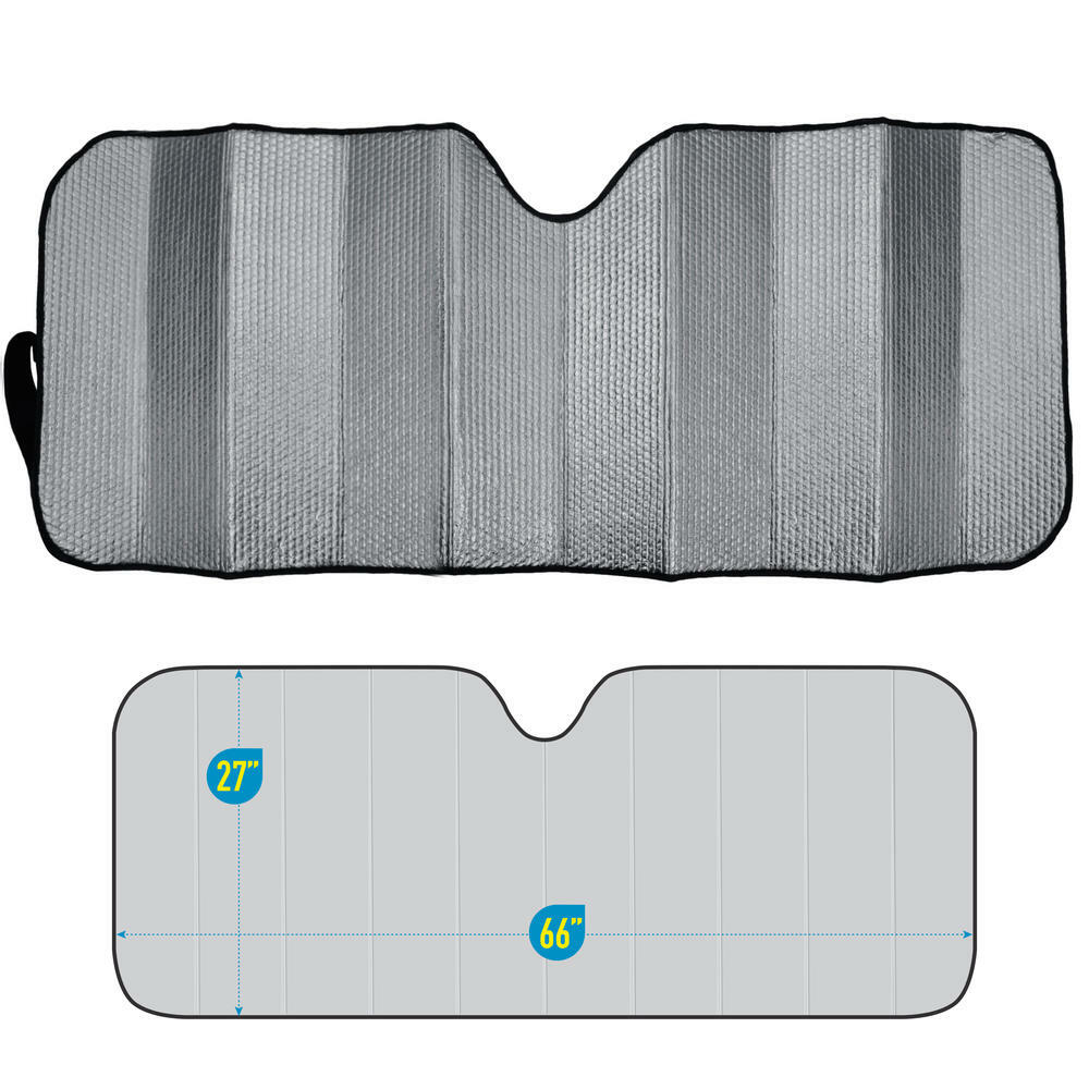 Jumbo Auto Sun Shade Foldable Metallic Gray Wind Shield Visor UV Protection