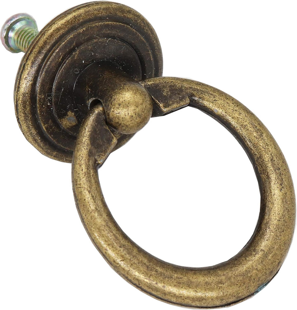 8Pcs Antique Vintage Drawer Cupboard Drop Ring Knobs Pulls, Bronze, Single Hole