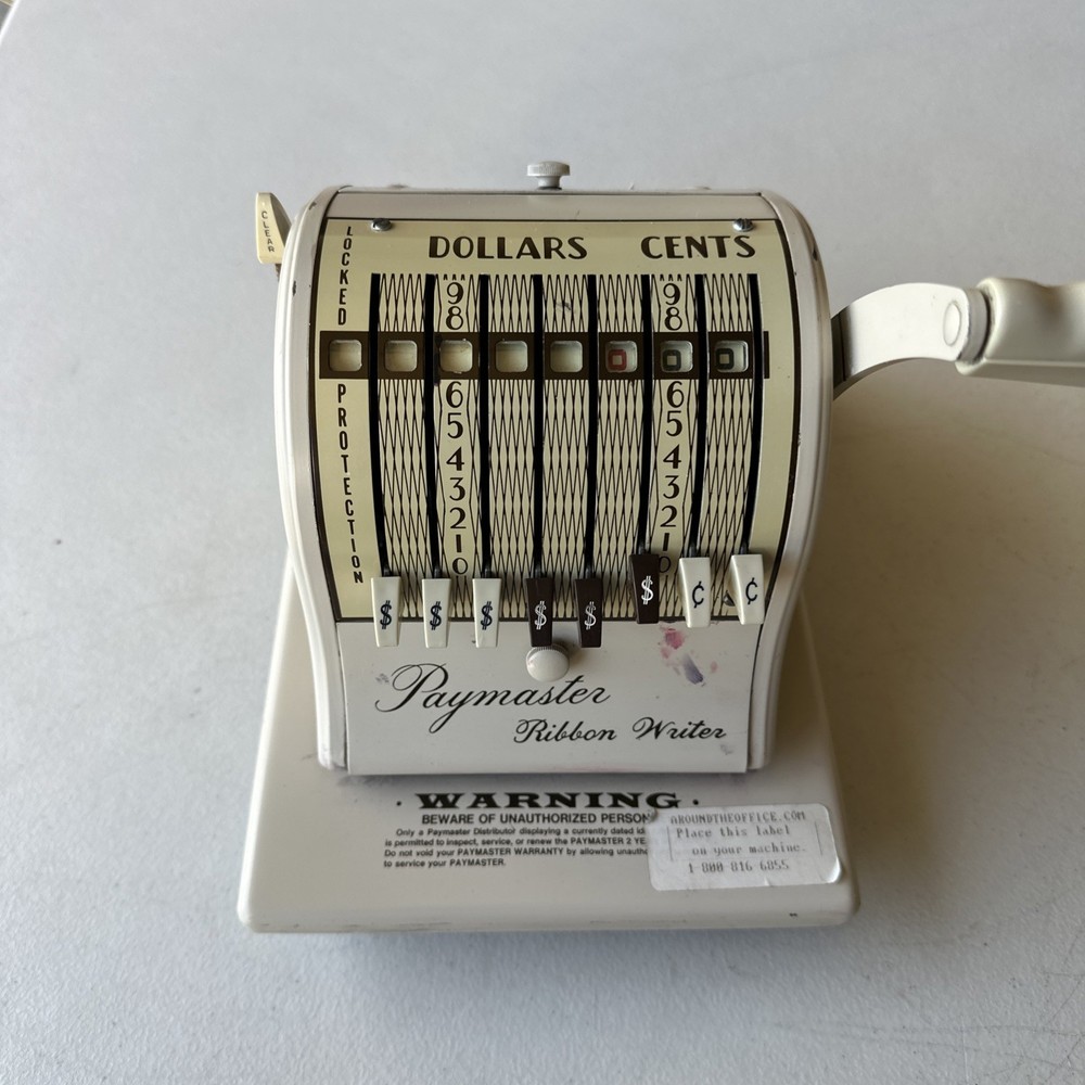 Paymaster 8000 Check Writer Beige w/key