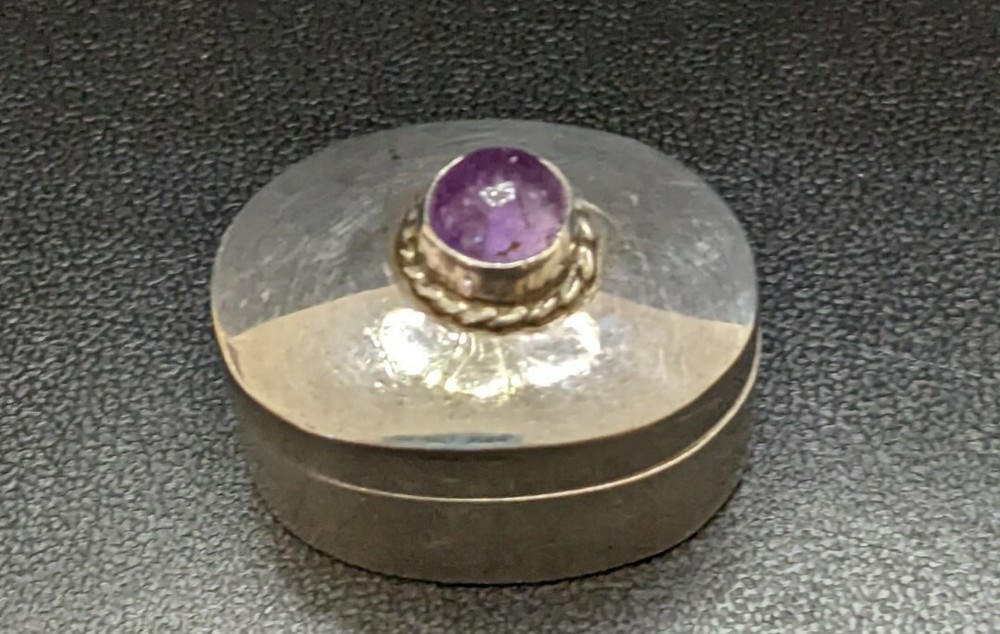 STERLING SILVER AMETHYST TRINKET BOX TAXCO