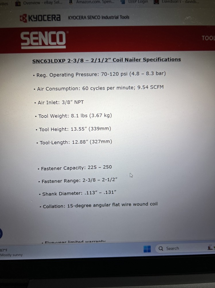 Senco SCN63LDXP For Continuous Structural Foam Insulation Panel 2-3/8”-2-1/2”
