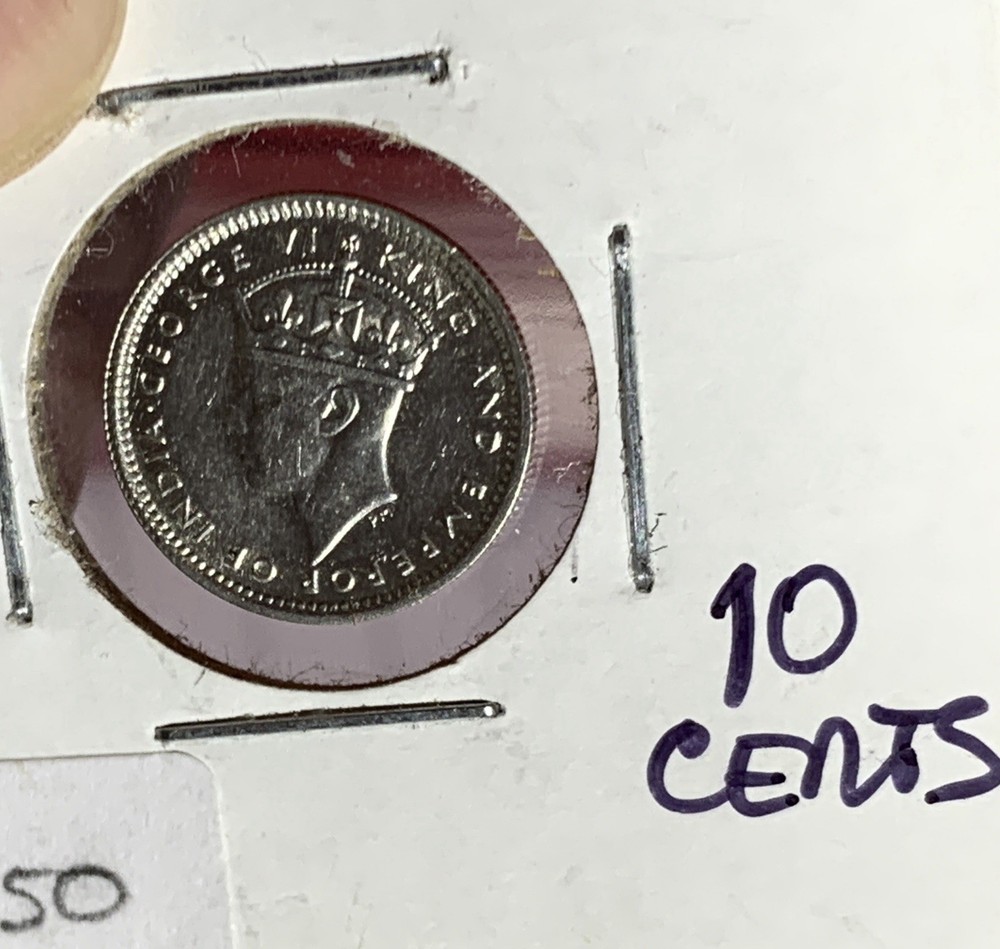 1941 CEYLON • 10 CENT • SILVER COIN UNC