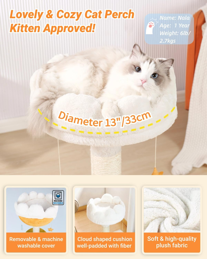 Cloud Cat Tree, Cat Scratching Post with Bed, Small Cat Tree for Kittens, Cat Sc