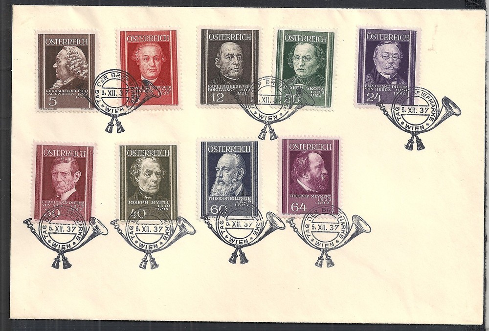 Austria covers 1937 MI 649-657 FDCcover not sent