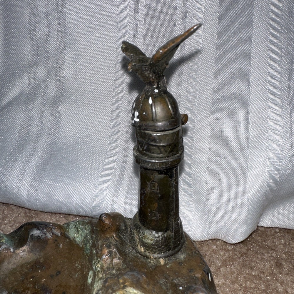 Rare Metal Lighthouse Eagle Lighter Ashtray, Non Working