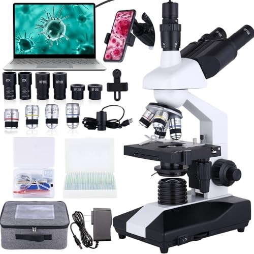 Compound Trinocular Microscope 40X-5000X Magnification, Research Grade