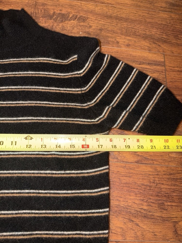 Frame Medium Black Brown Mock Neck Cashmere Sweater