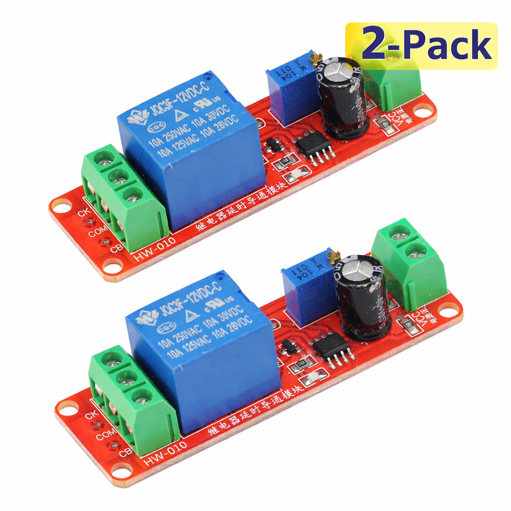 2 Pack NE555 DC 12V Delay Timer Relay Switch Module 0 to 10 Second US Ship A