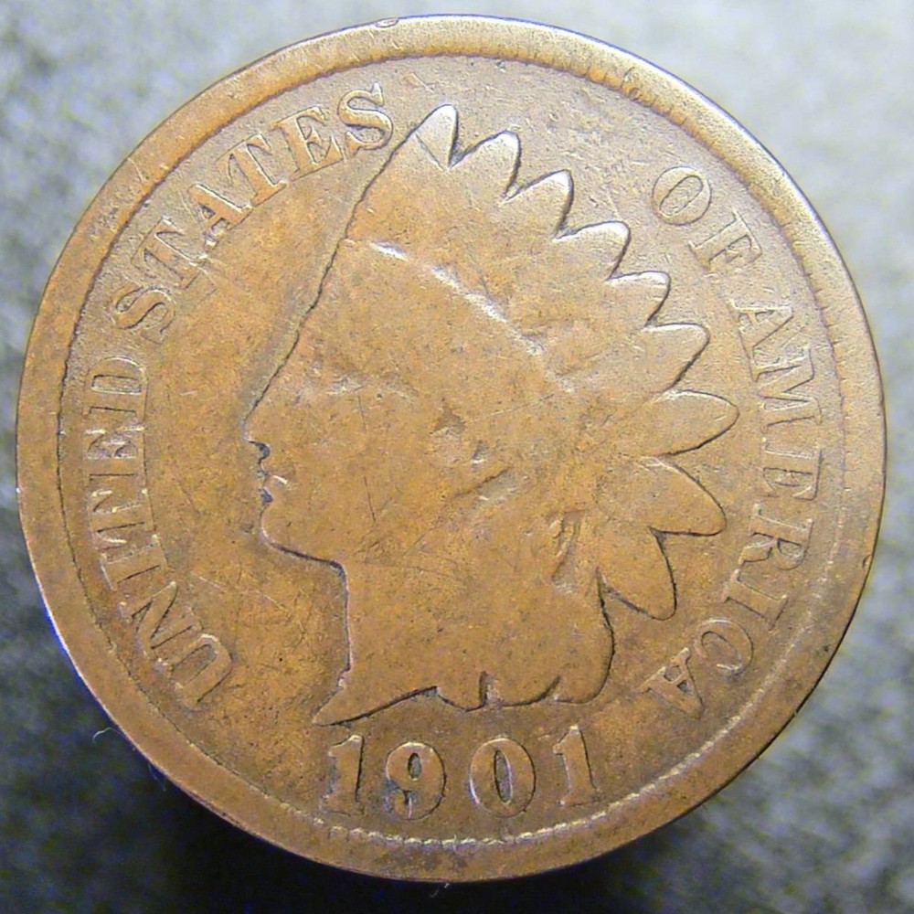 1901 Indian Head One Cent.  Copper Penny