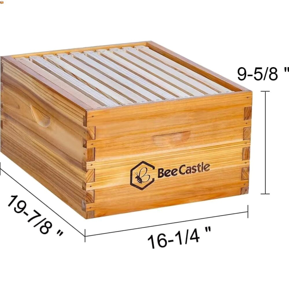 Heavy Wax Coated Unassembled Langstroth Deep/Brood Box with Frames and Beeswa...