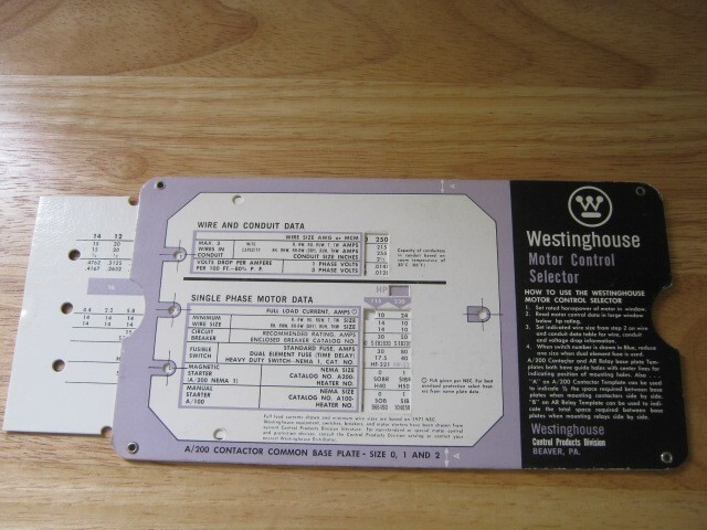 Westinghouse Motor Control Selector SA-9254D Slide Rule Calculator