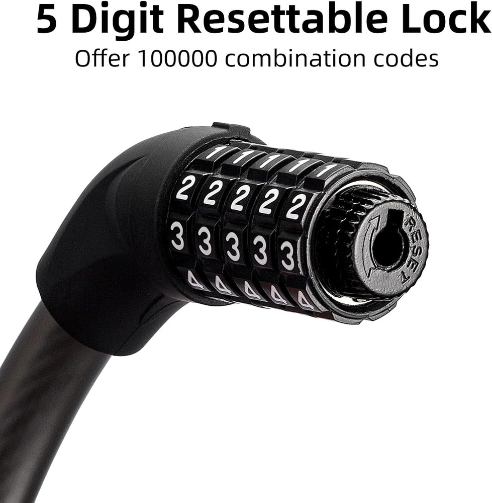 ROCKBROS Bike Lock Comination Cable Bicycle Lock Five-digit Code Comination Safe