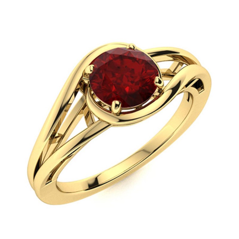Natural Garnet Sterling Silver Statement Valentines Solitaire Prong Ring