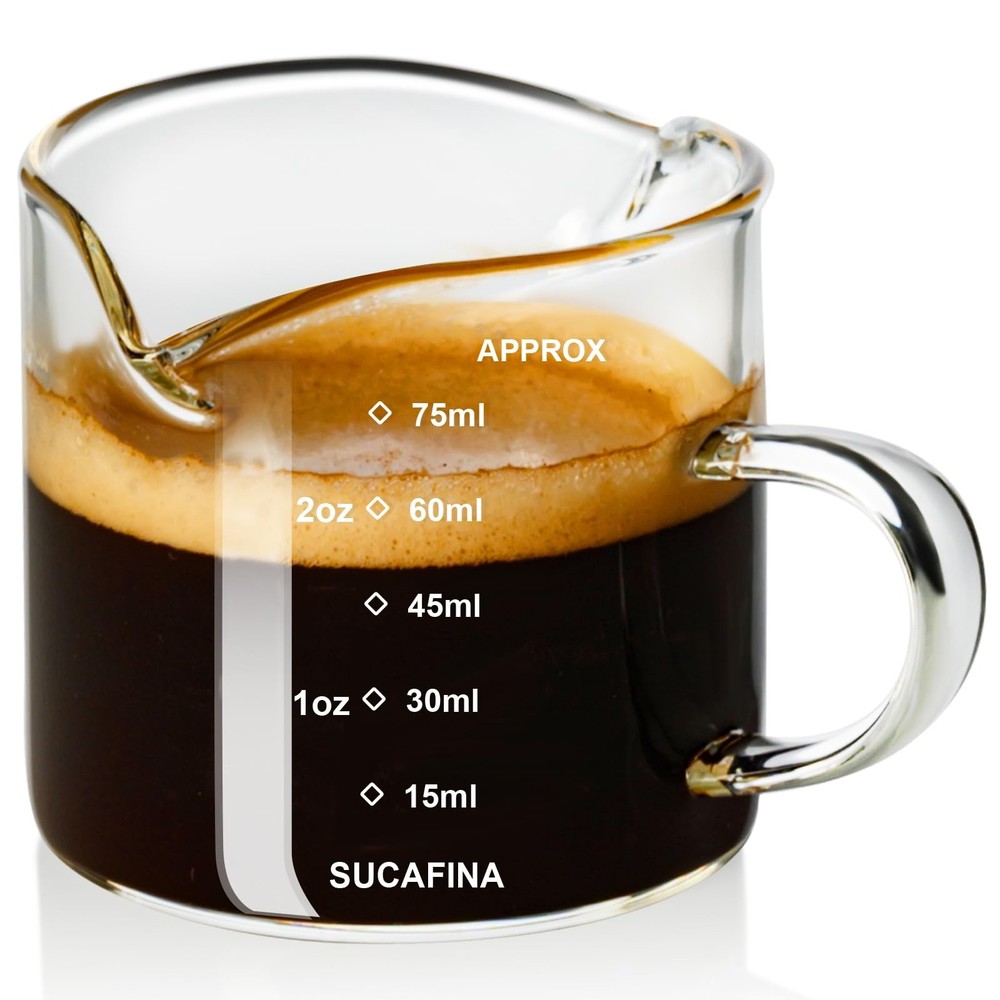 PARACITY Espresso Cup with Handle, 2.5 OZ Double Ounces, Transparent