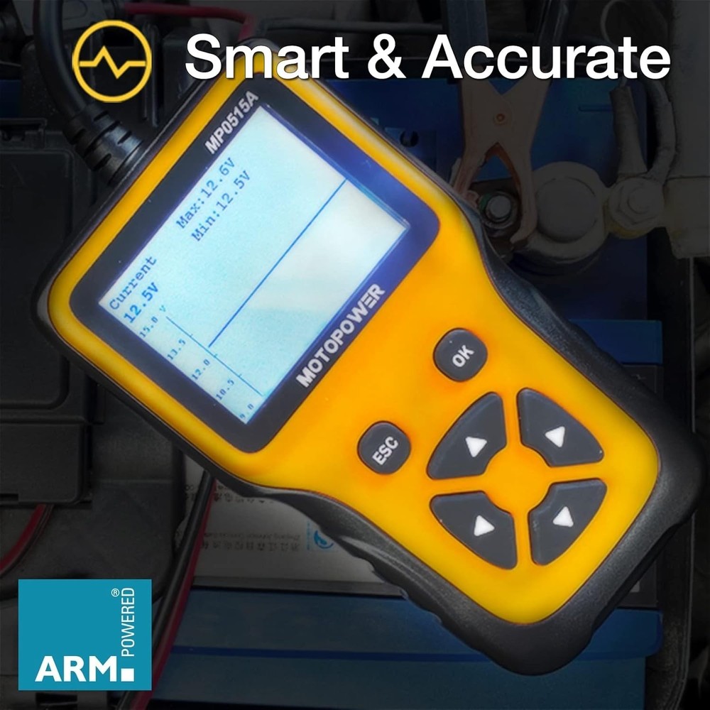 12V Automotive Battery Tester - 100-2000 CCA with LCD Screen & Language Support