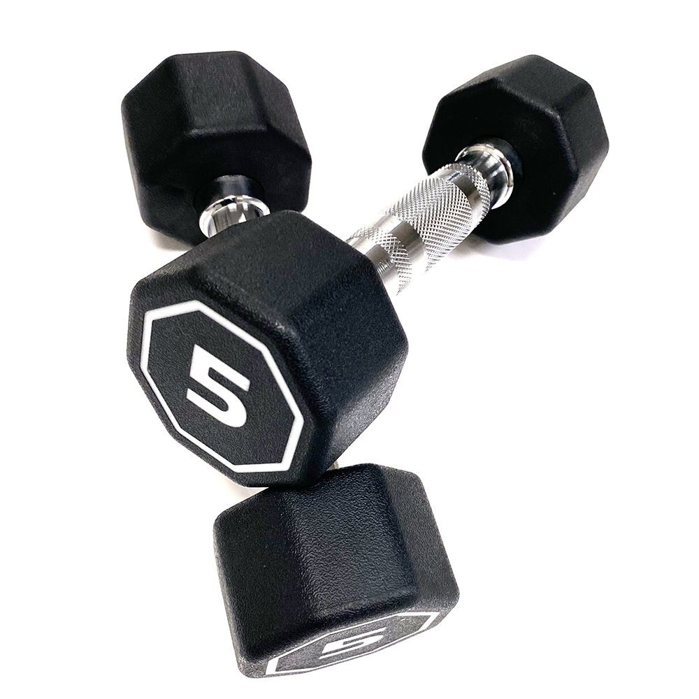 5 lb Octagonal Dumbbells PAIR Chrome Handle Push-Up Assist Weights Exercise