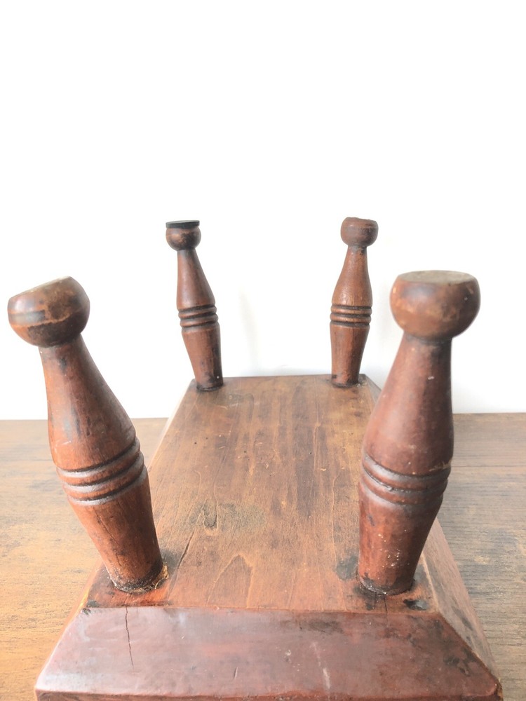Rare 19th C. Shaker Rectangle Foot/Step Stool/Rest Button Feet Original Surface
