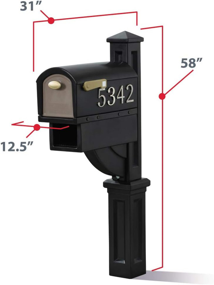 Mailmaster Hudson Mailbox & Post, Weather Resistant, Large Outdoor Mailboxes, Ma