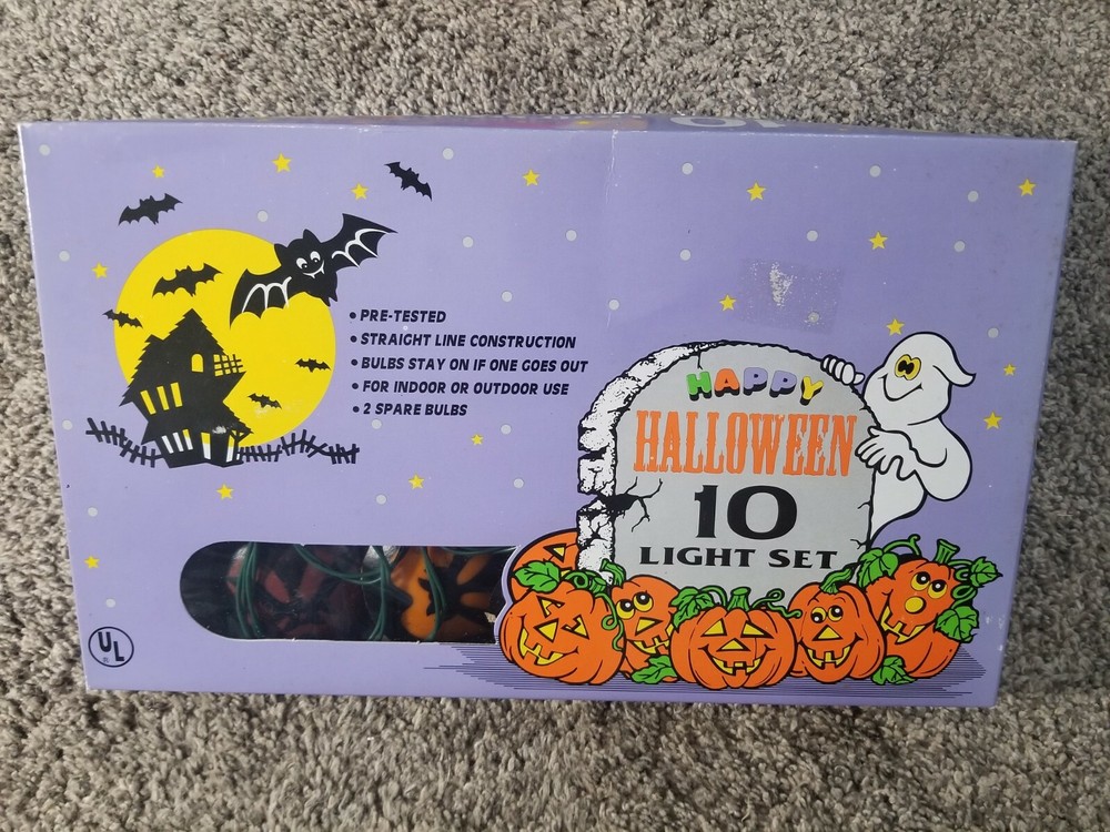 Vintage Eerie Eyes Halloween 10 String Light Set Ghost Collins Lights