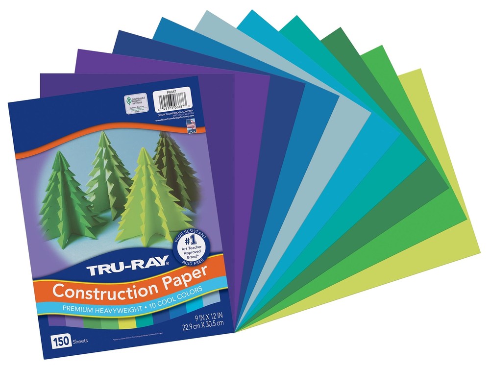 Construction Paper Cool Assorted 9" x 12" 150 Sheets
