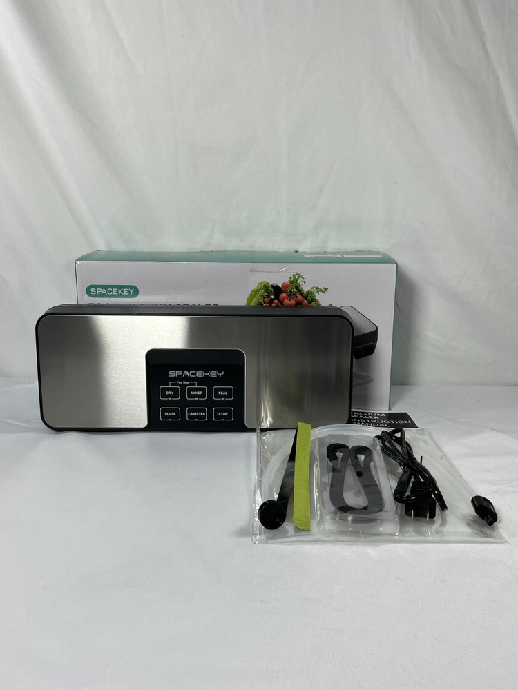 SPACEKEY Black Silver Stainless Steel Pulse Function Food Vacuum Sealer Machine